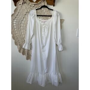 Victoria Secret Y2K White Cotton Cottage Prairie Long Nightgown XS